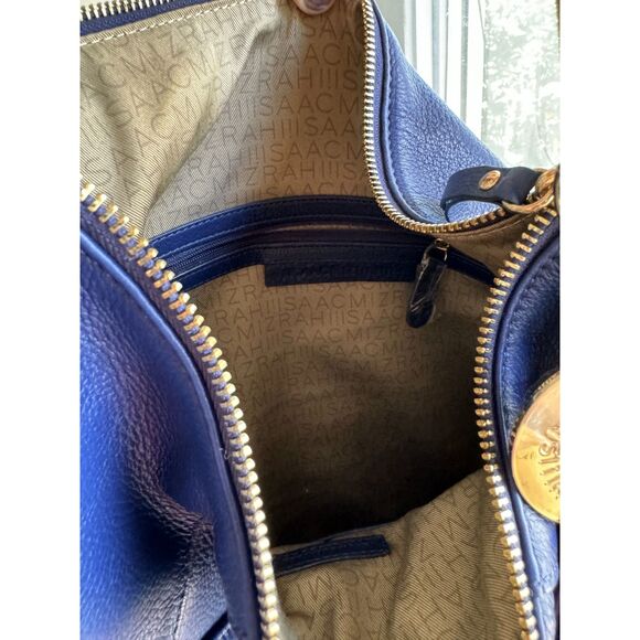 NWOT Isaac Mizrahi Bridgehampton Blu Pebbl Leather Hobo Bag Approx 22" 15"x13.5" - Picture 7 of 14
